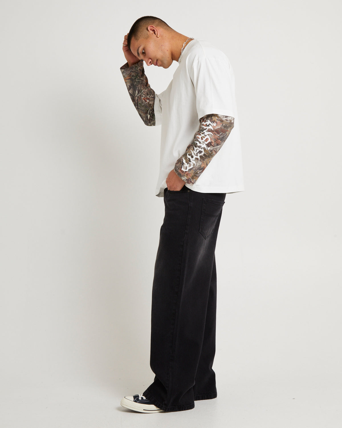 Jay Double Sleeve Long Sleevs T-Shirt WHITE
