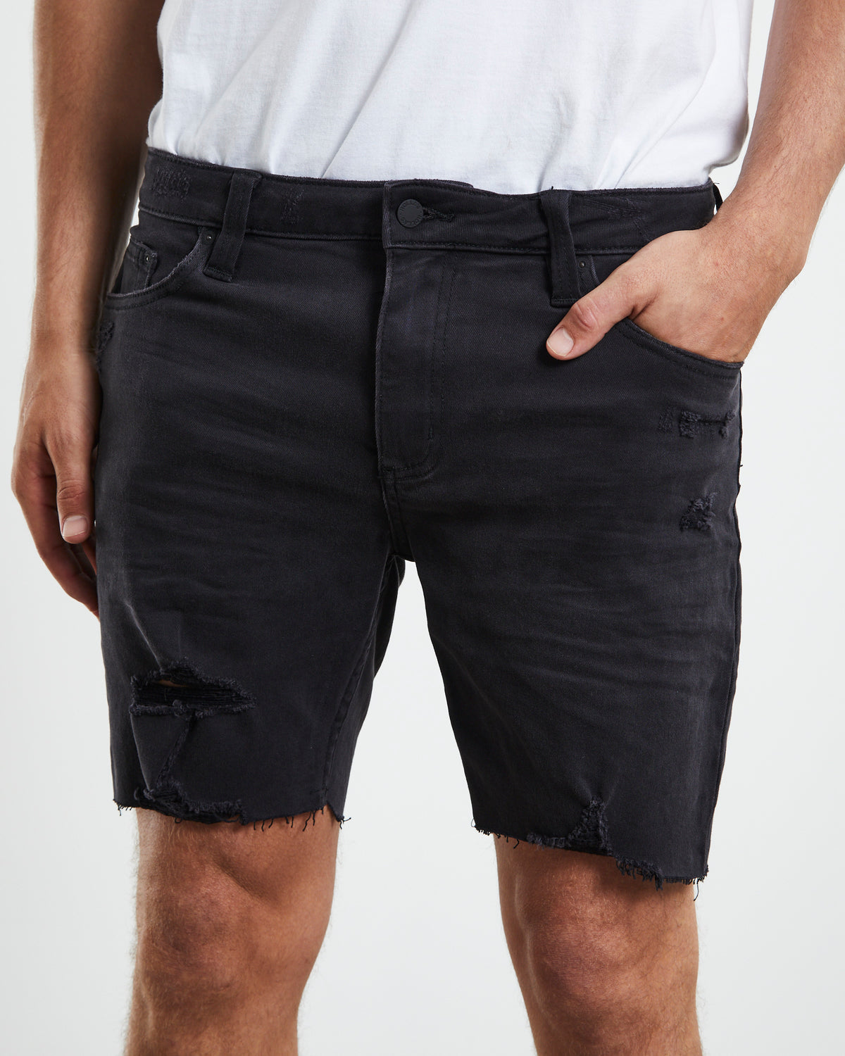 Tim Slim Denim Shorts HARD ON BLACK
