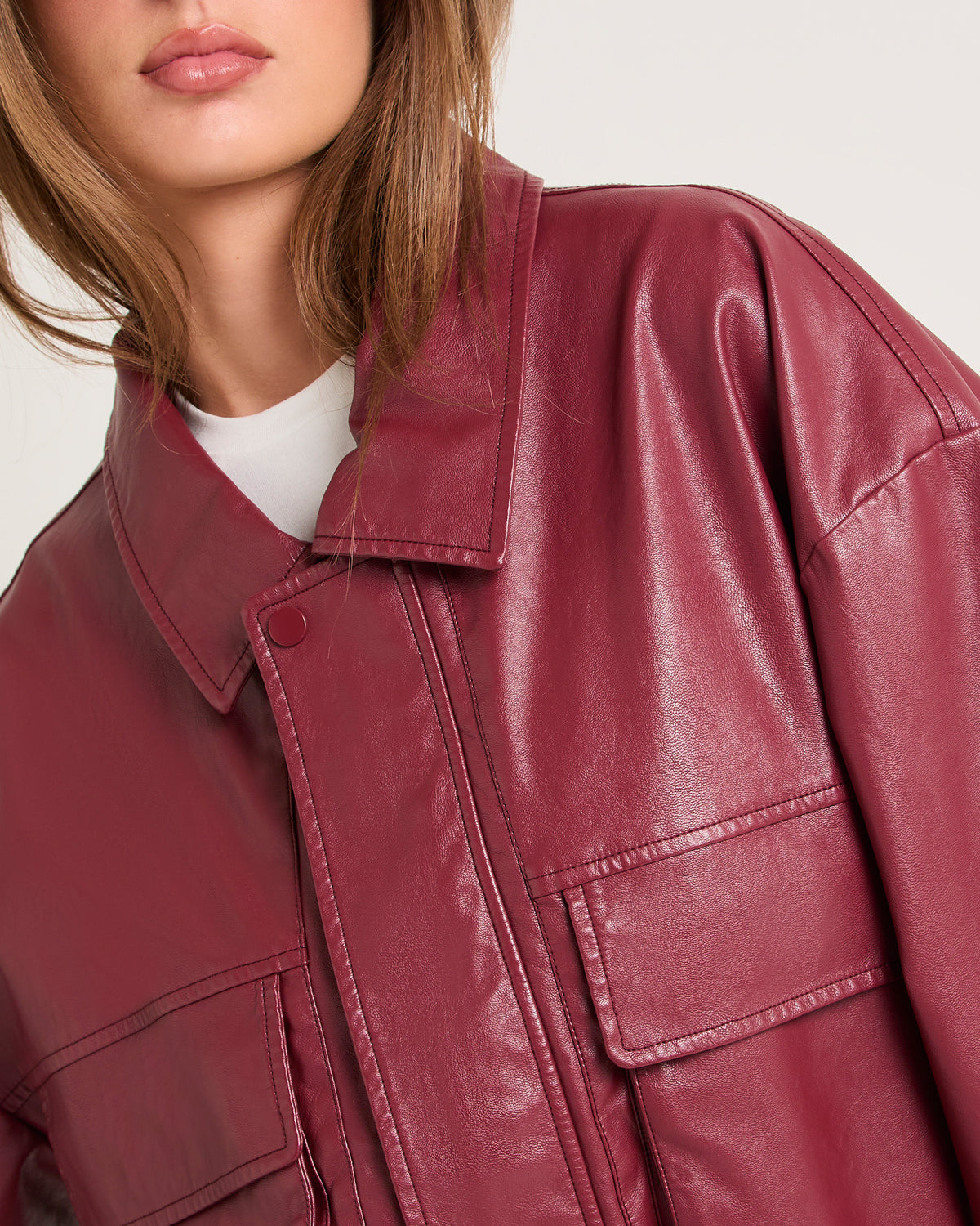 Jen Oversized Patch Pocket Jacket WINE
