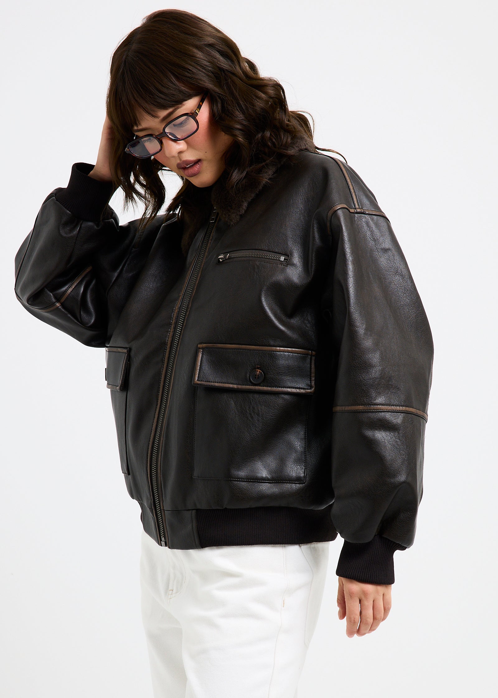 Cody Fur Trim Distressed PU Jacket – General Pants Co.