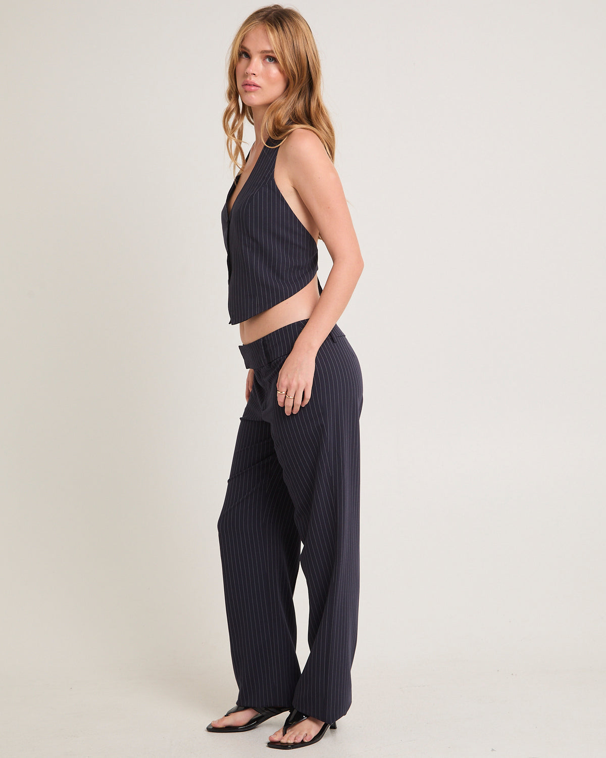 Amiri Halter Tailored Vest NAVY PINSTRIPE
