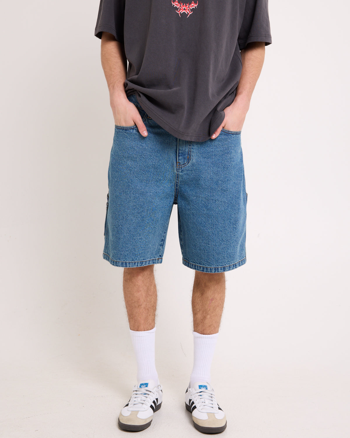 Oslo Carpenter Denim Shorts MID BLUE