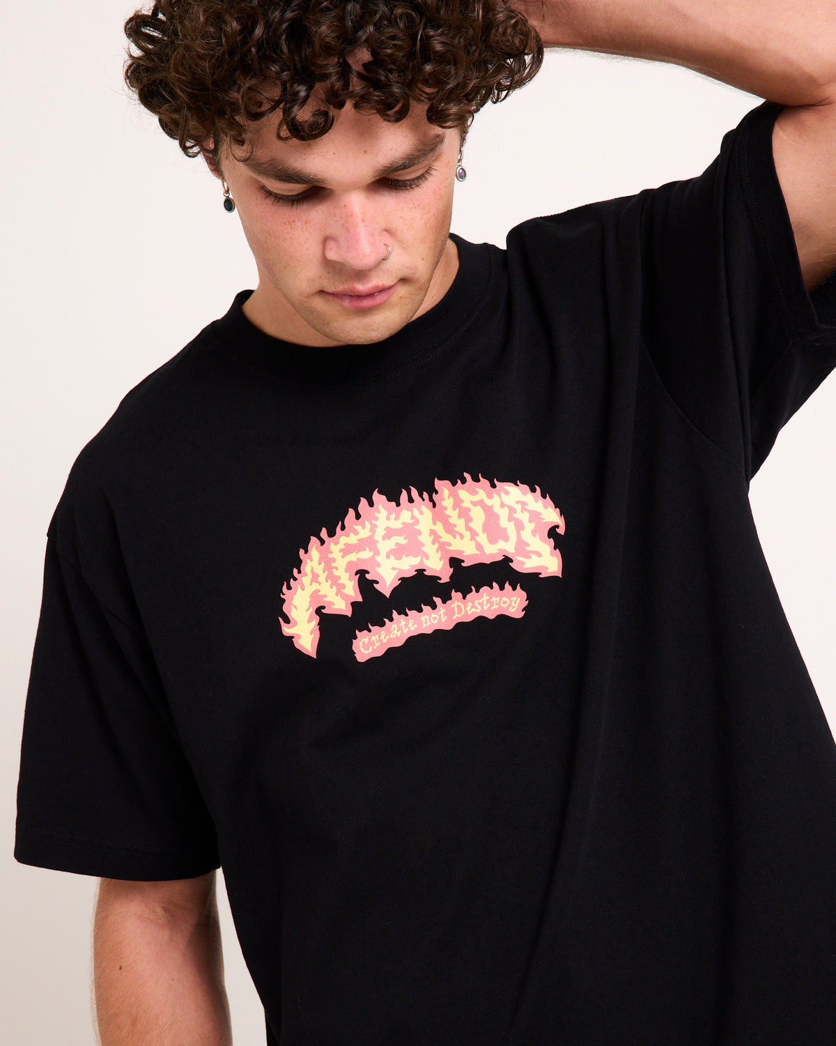 Flame On Boxy T-Shirt BLACK