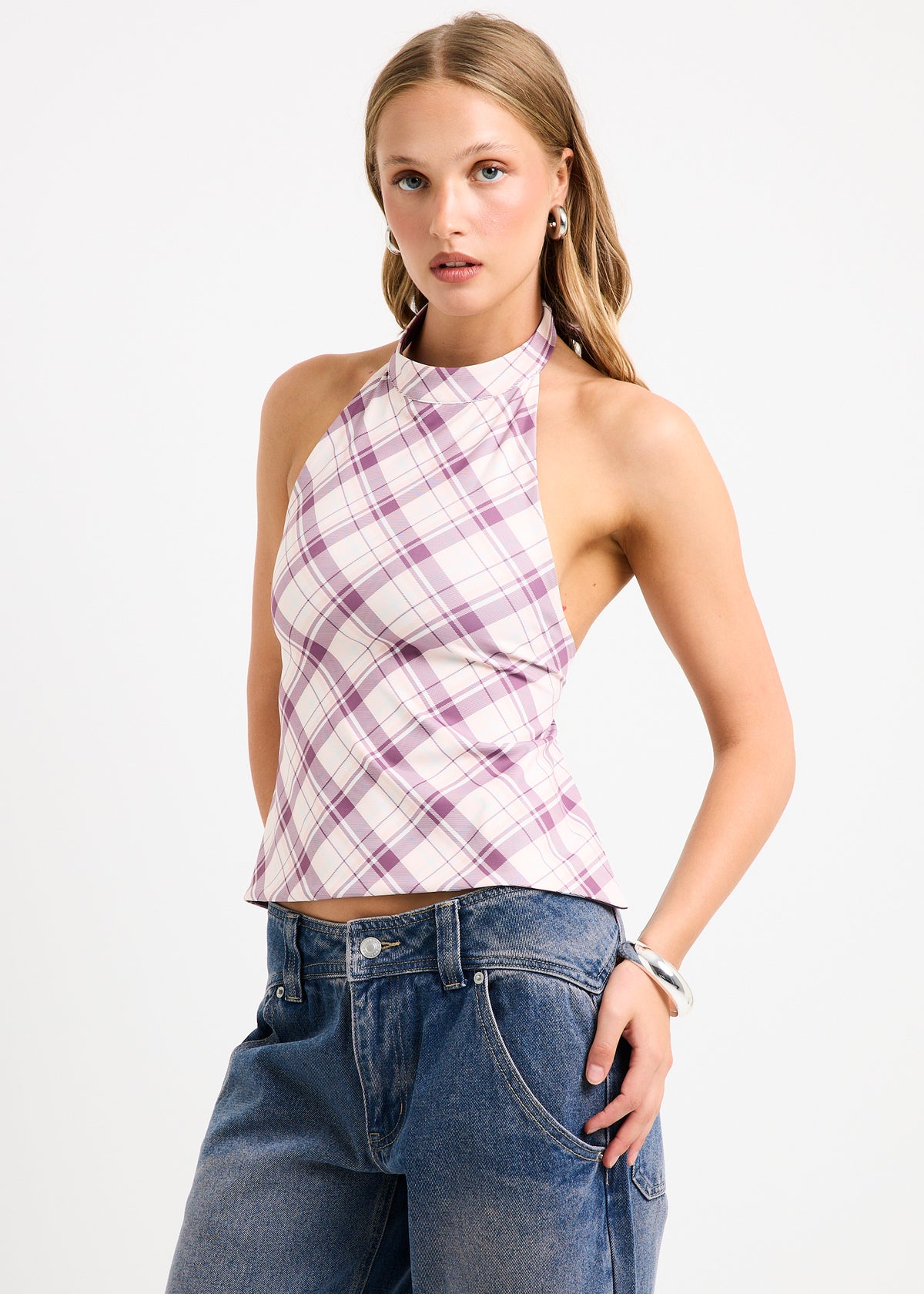 Clover Check Backless Top ASSORTED