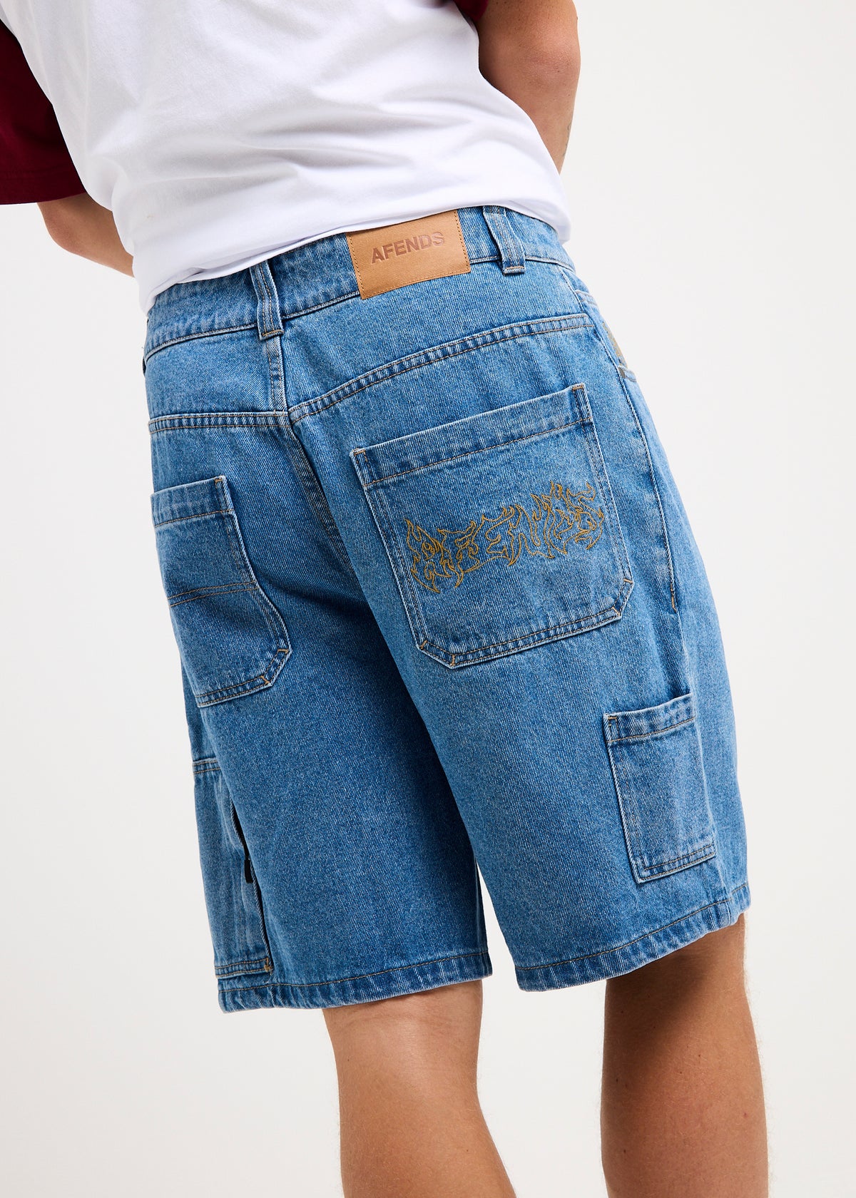 Scorched Harper Denim Baggy Fit Carpenter Shorts WORN BLUE