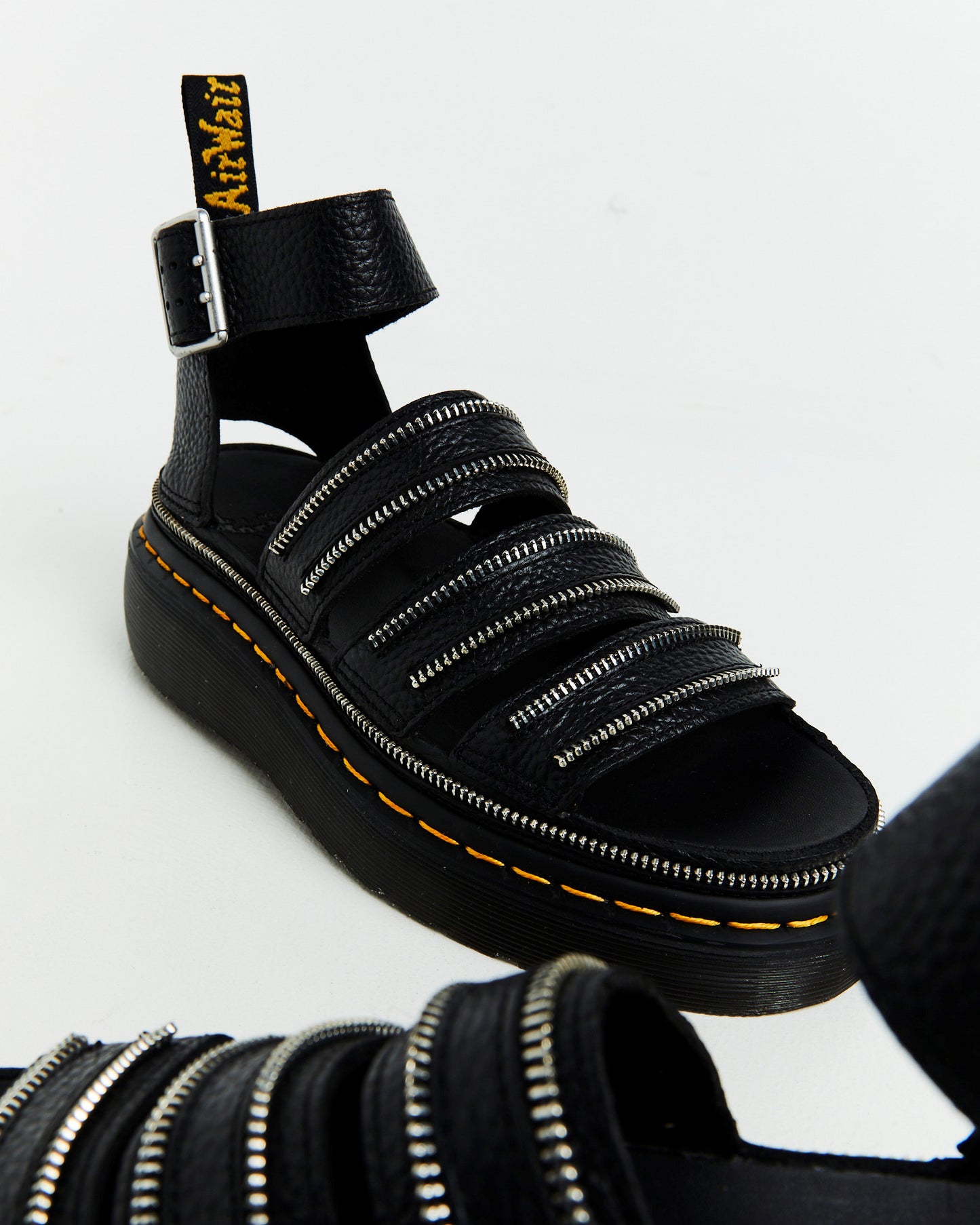Clarissa II Quad HDW 3 Strap Black Milled Nappa Sandals