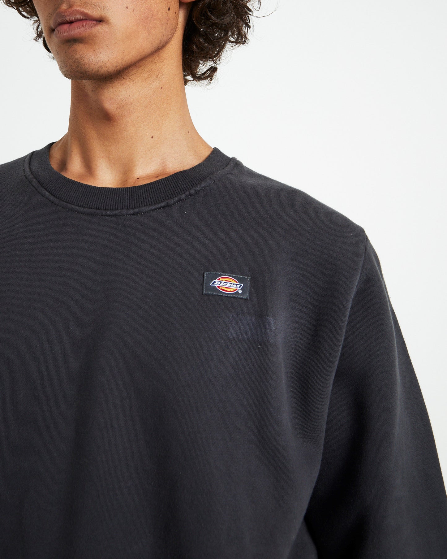 Classic Label Washed Crewneck Jumper Black