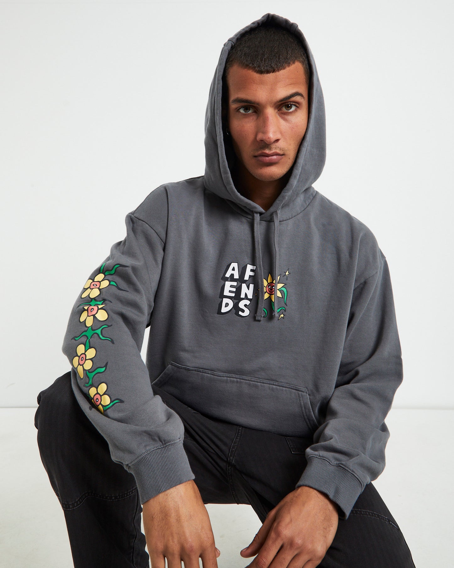 Flowerbed Recycled Pull On Hoodie Steel Grey