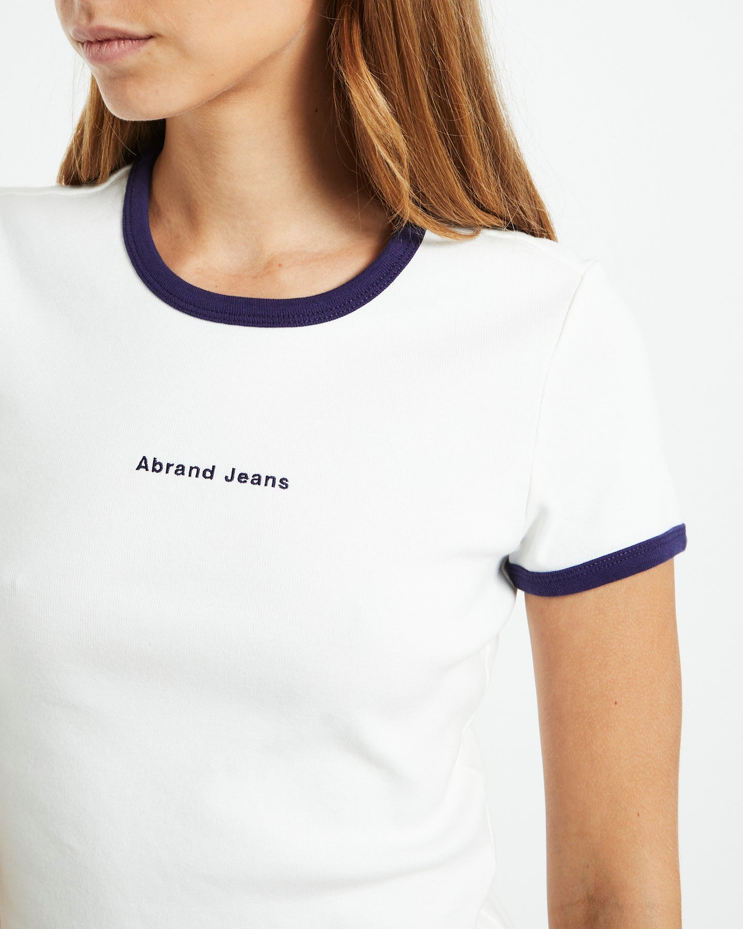 90's Ringer Short Sleeve Tee White/Navy