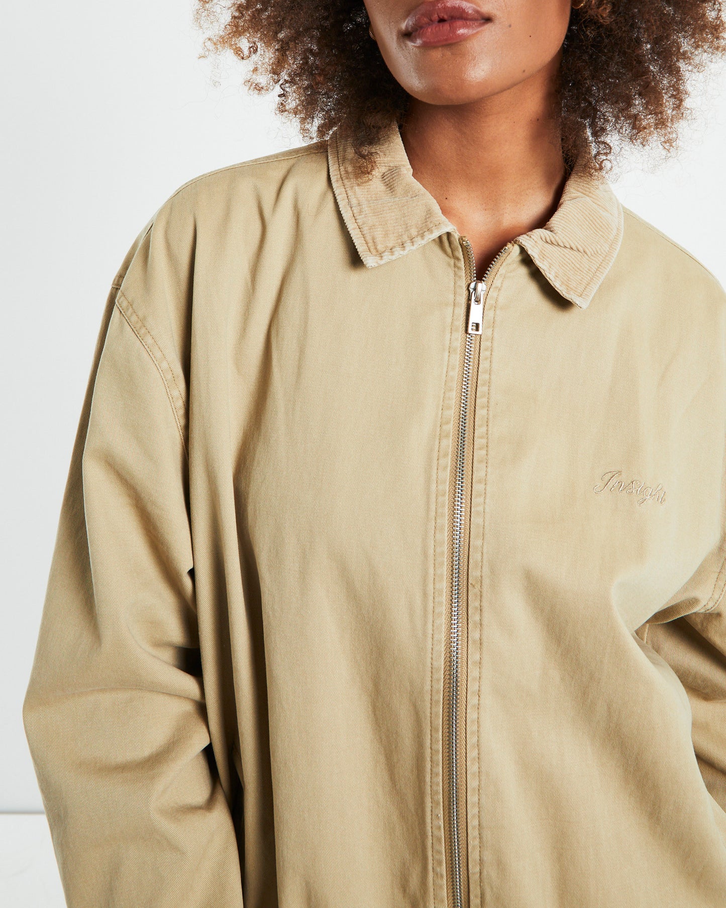 Harrington Cord Collar Jacket Cream