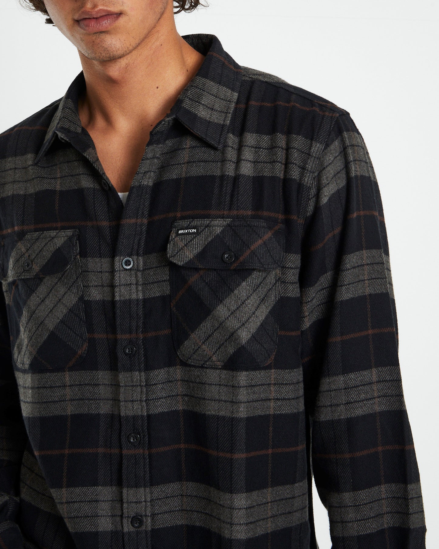 Bowery Long Sleeve Flannel Shirt Charcoal Black