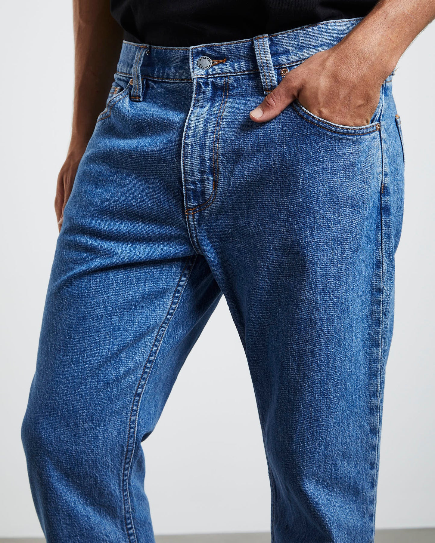 Relaxo Chop Straight Denim Jeans Mid Stone