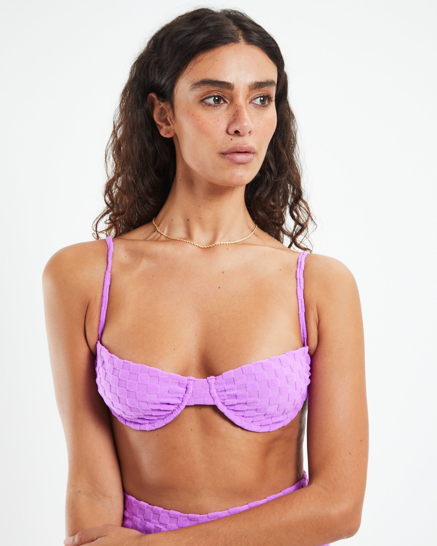 Checkerboard Underwire Bikini Top Purple
