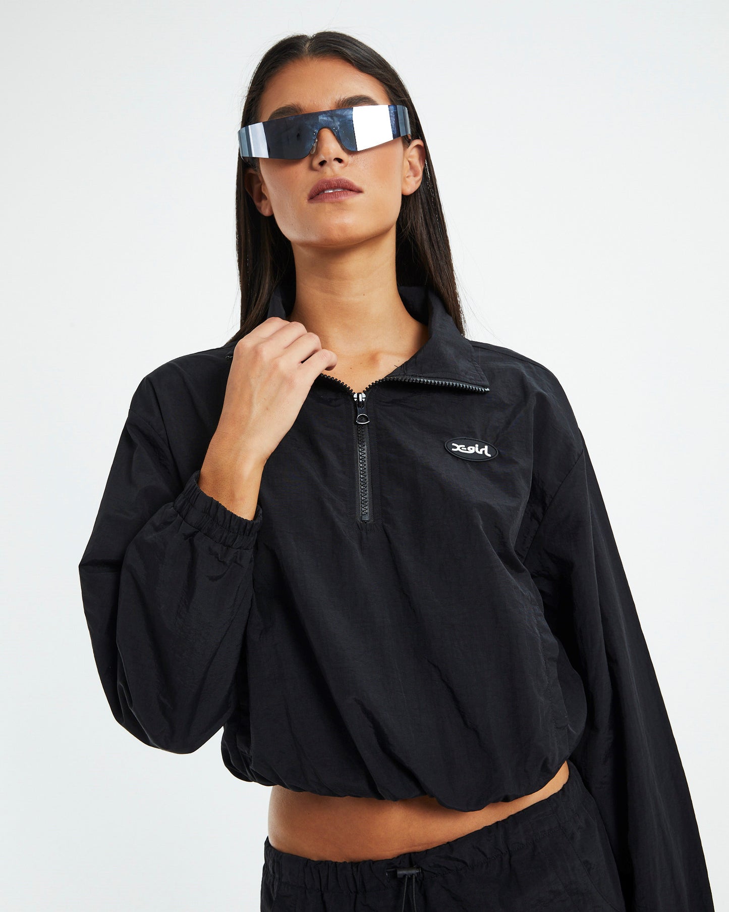 Nylon 1/4 Zip Jumper Black