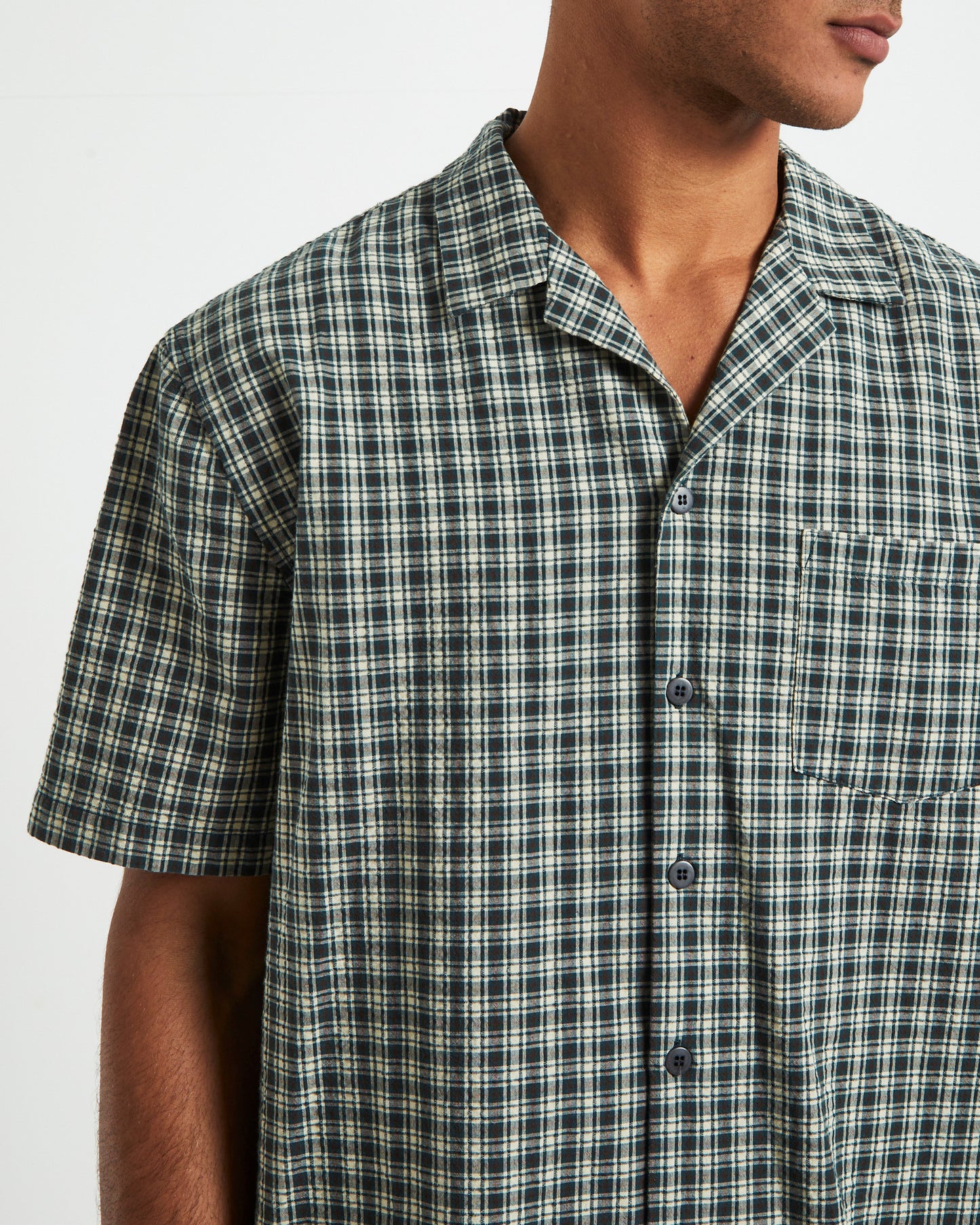 Aura Check Short Sleeve Shirt Grey