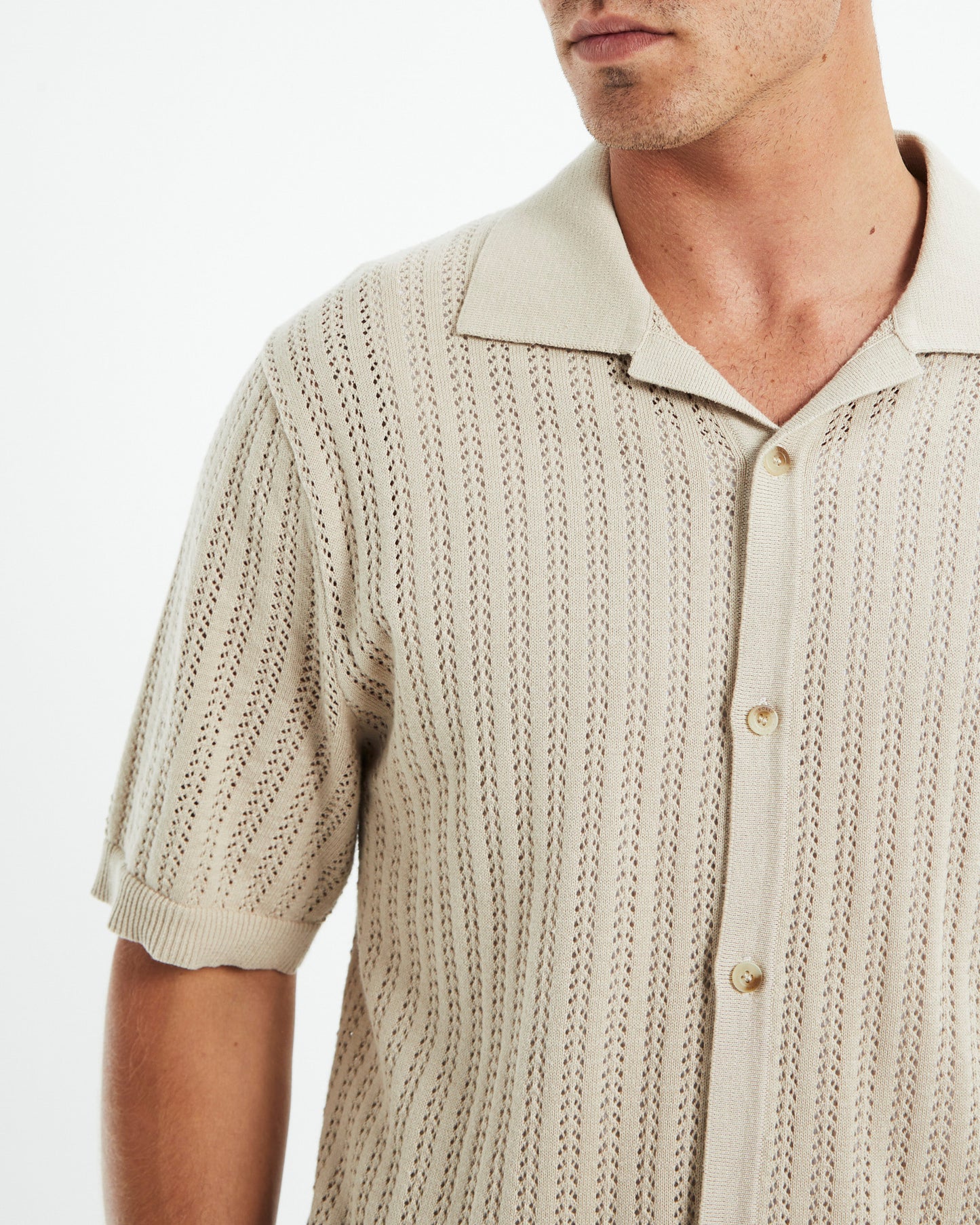 Bowler Short Sleeve Knit Shirt Stone