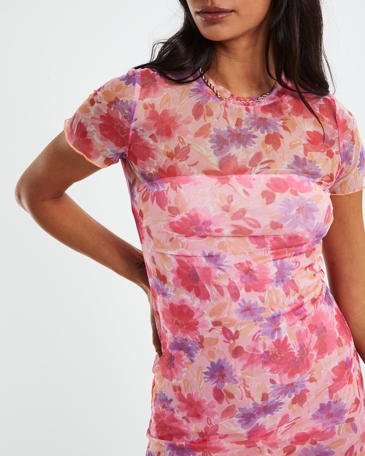 Jessica Watercolour Floral Tee Dress Pk