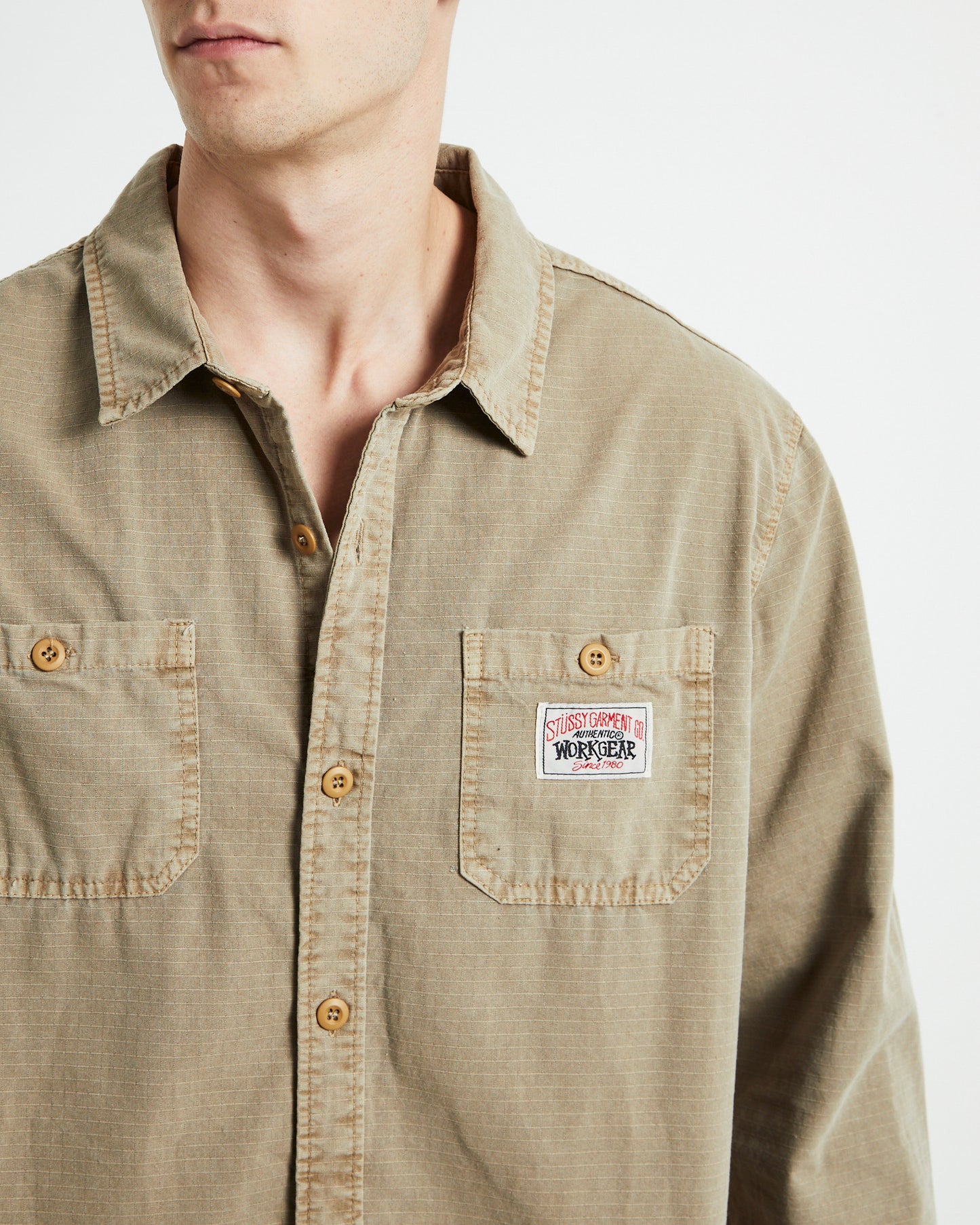 Rip Stop Authentic Long Sleeve Work Shirt Taupe