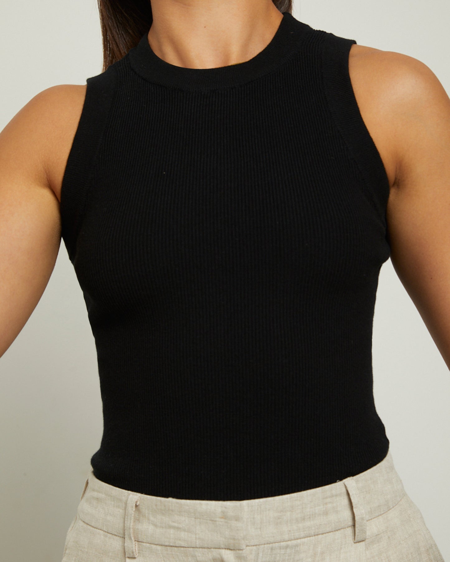 Luxe Knitted Tank Top in Black