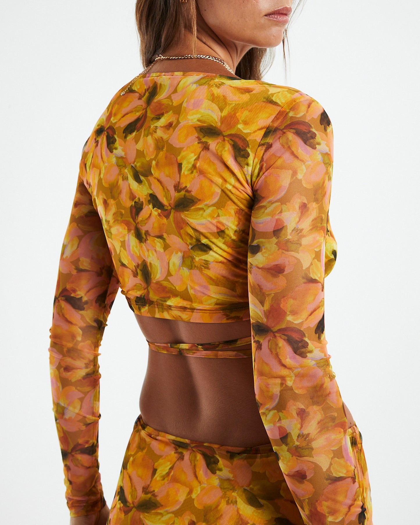 Cartia Mesh Wrap Top Orange