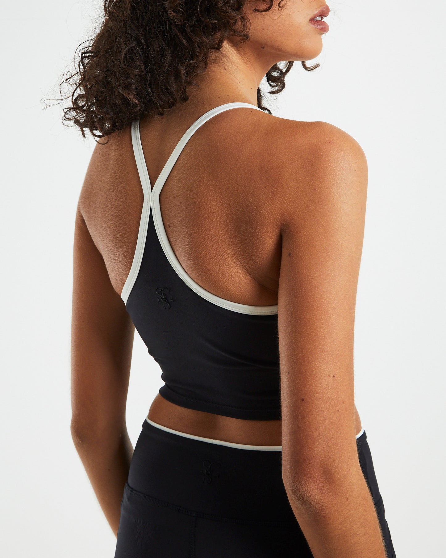 Double Layer Cropped Tank Top Black/White