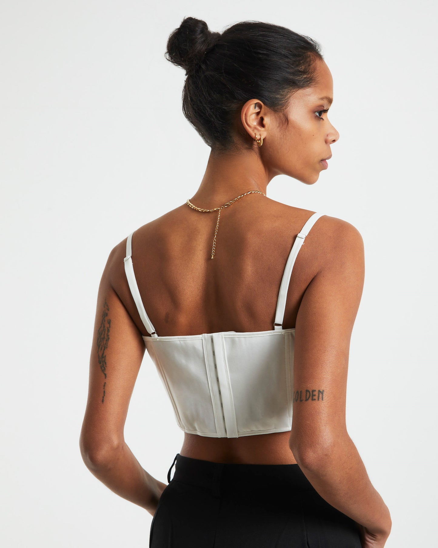 Andra Cut Out Sateen Corset Top Cream