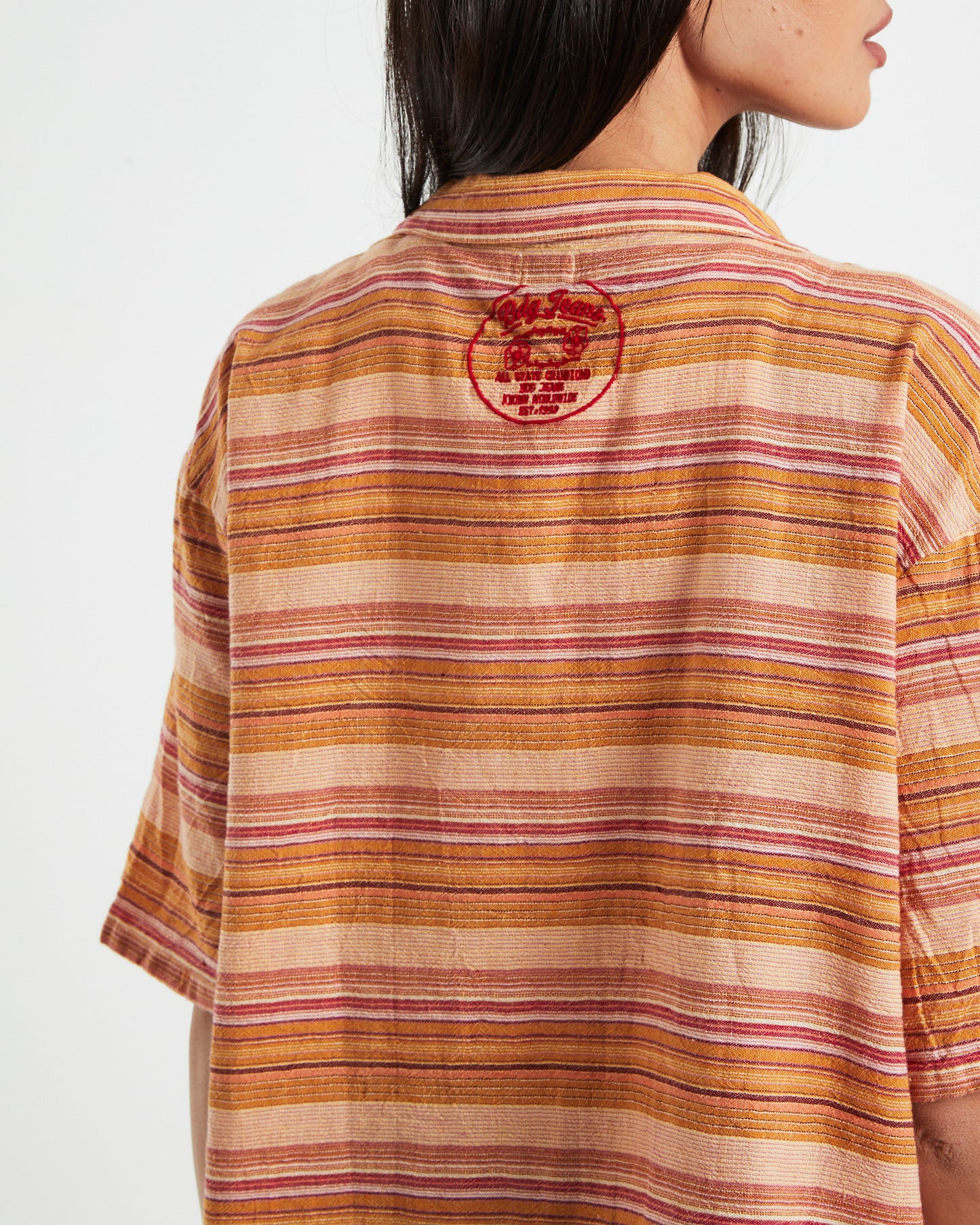 BDG Nolan Bowling Shirt Stripe Orange