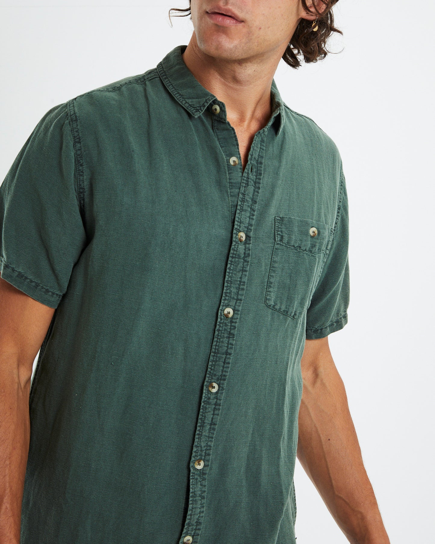Men At Work Hemp Short Sleeve Shirt Thyme