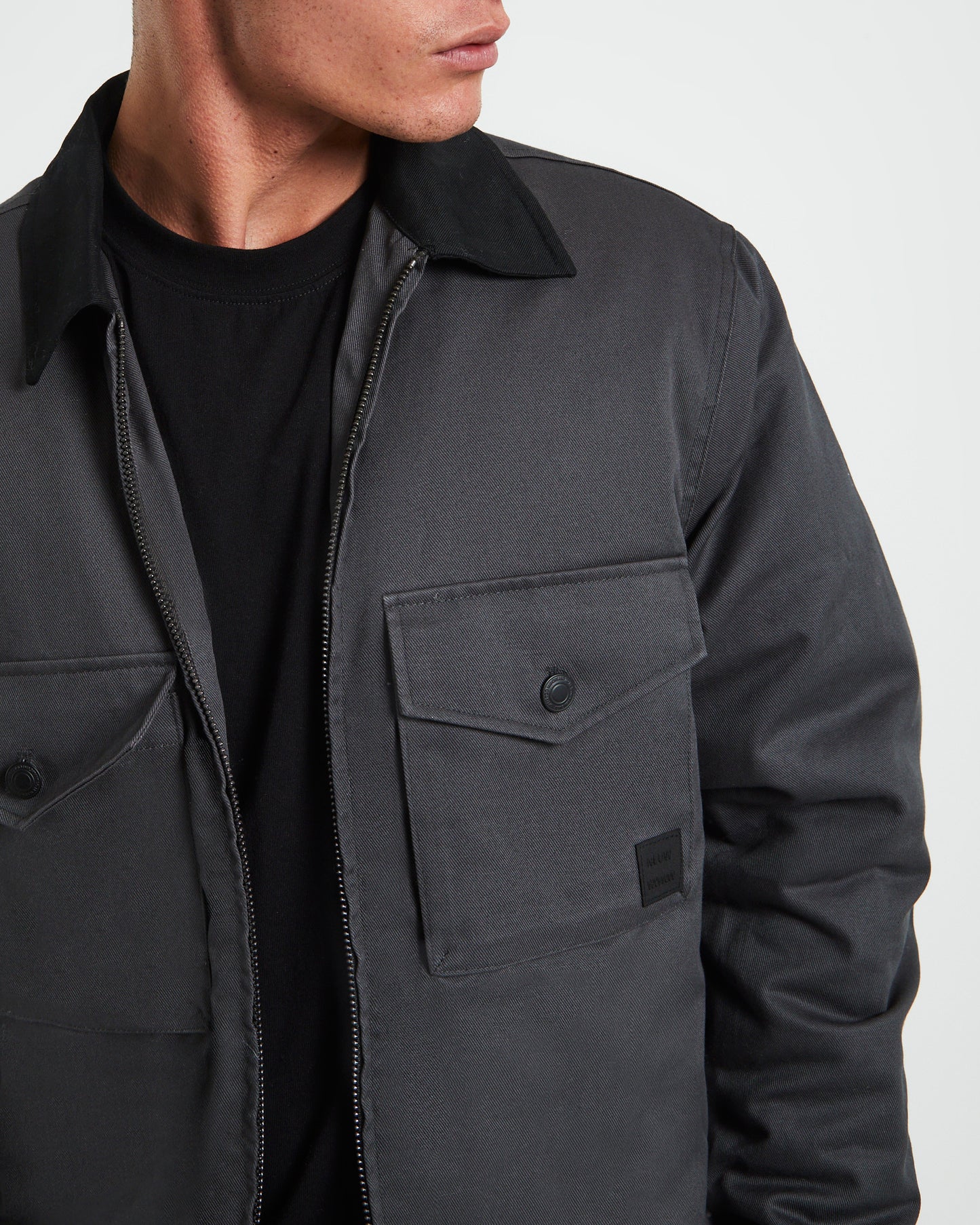 Samo Zip Overshirt Jacket in Charcoal Grey