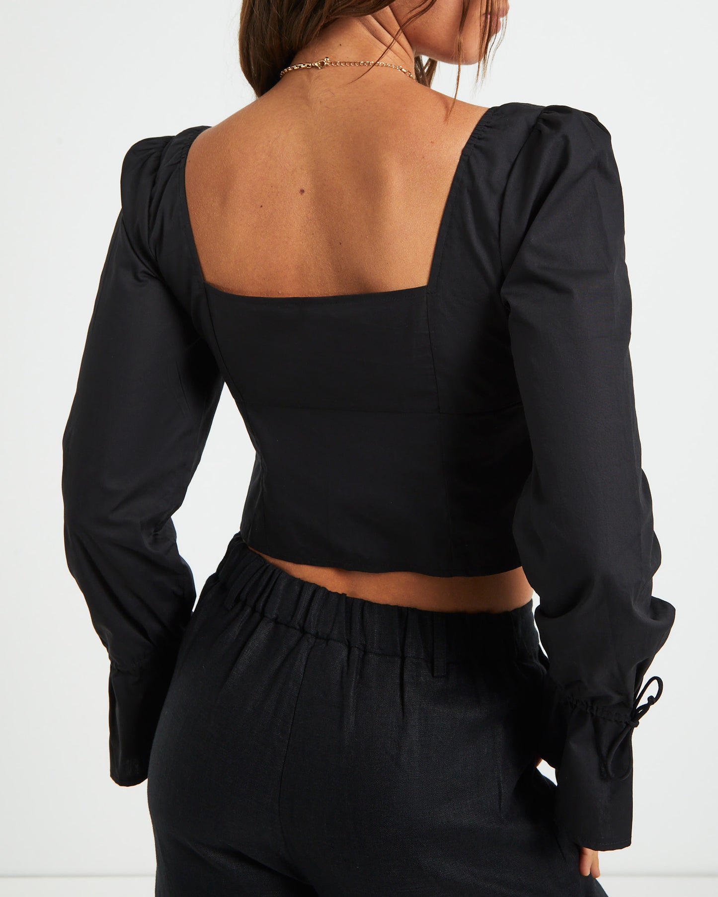 Bree Poplin Button Shirt in Black