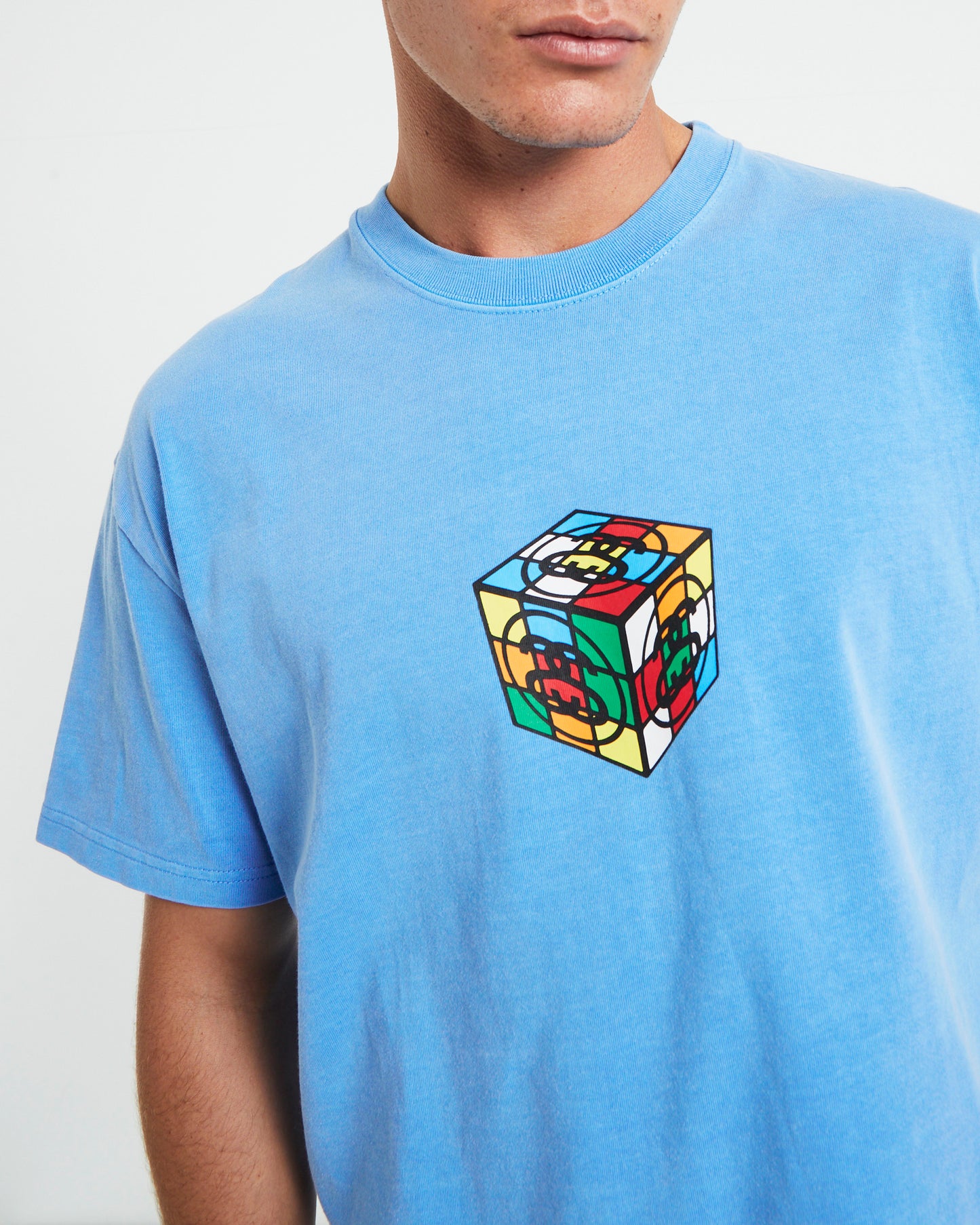 Cube Heavyweight Short Sleeve T-Shirt in Blue