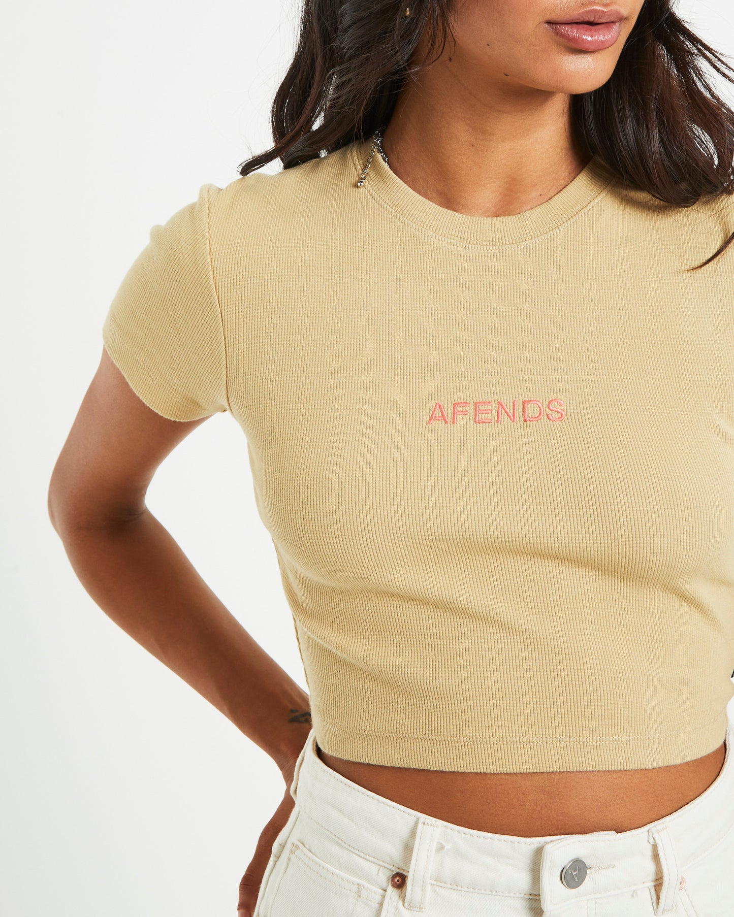 Dillon Abbie Recycled Cropped Tee in Natural