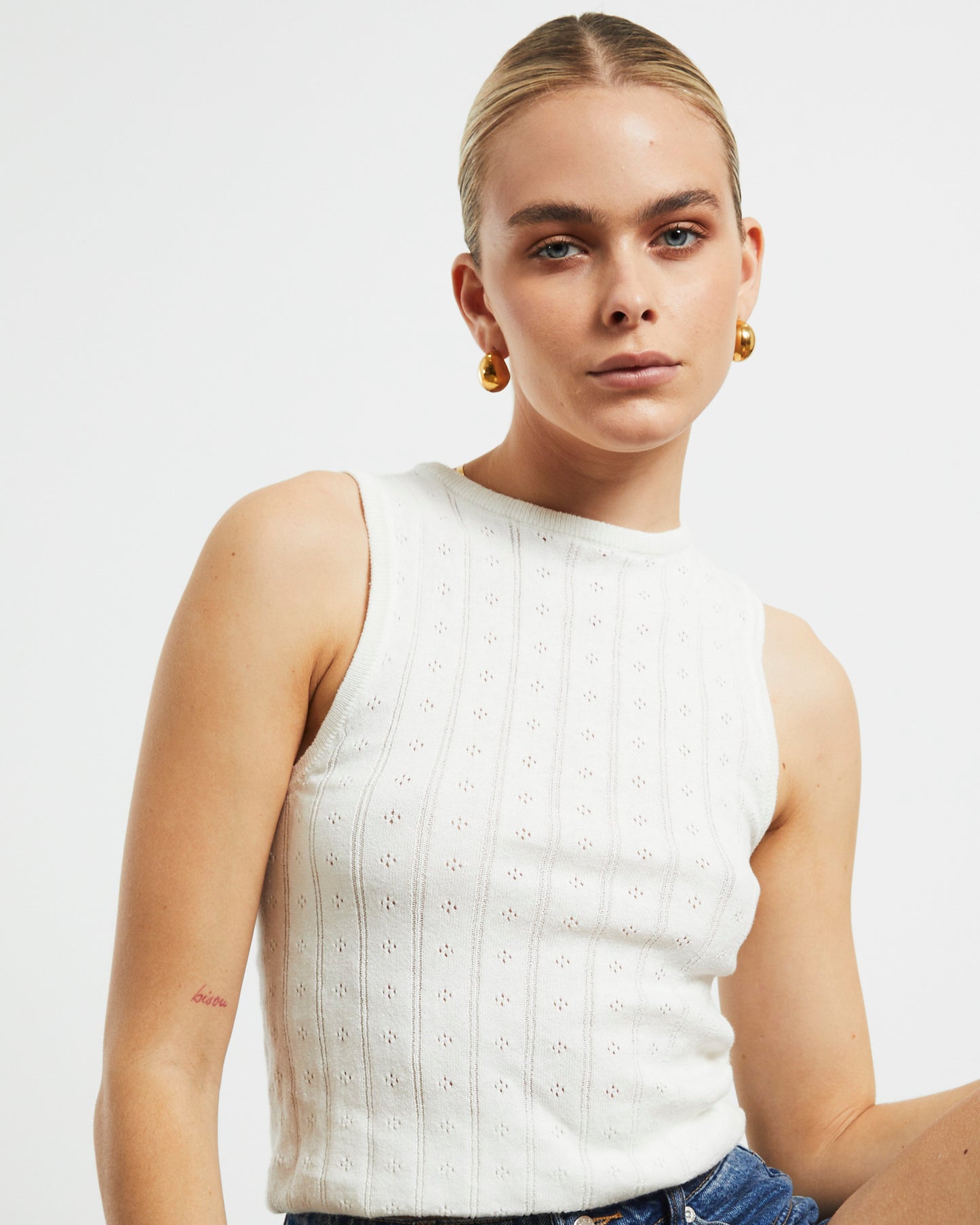 Jane Pointelle Top in White