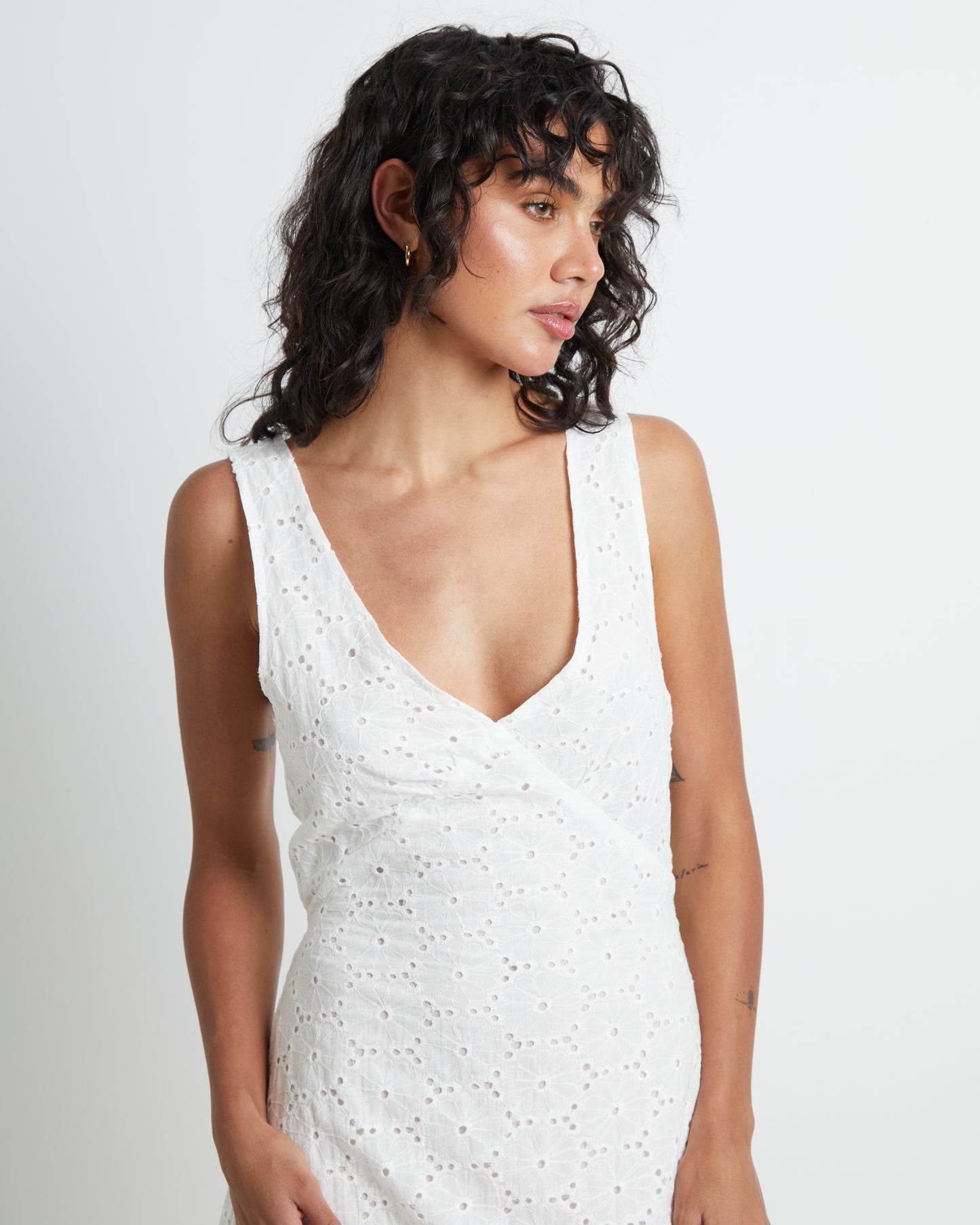 Primavera Tie Back Mini Dress in White Tart