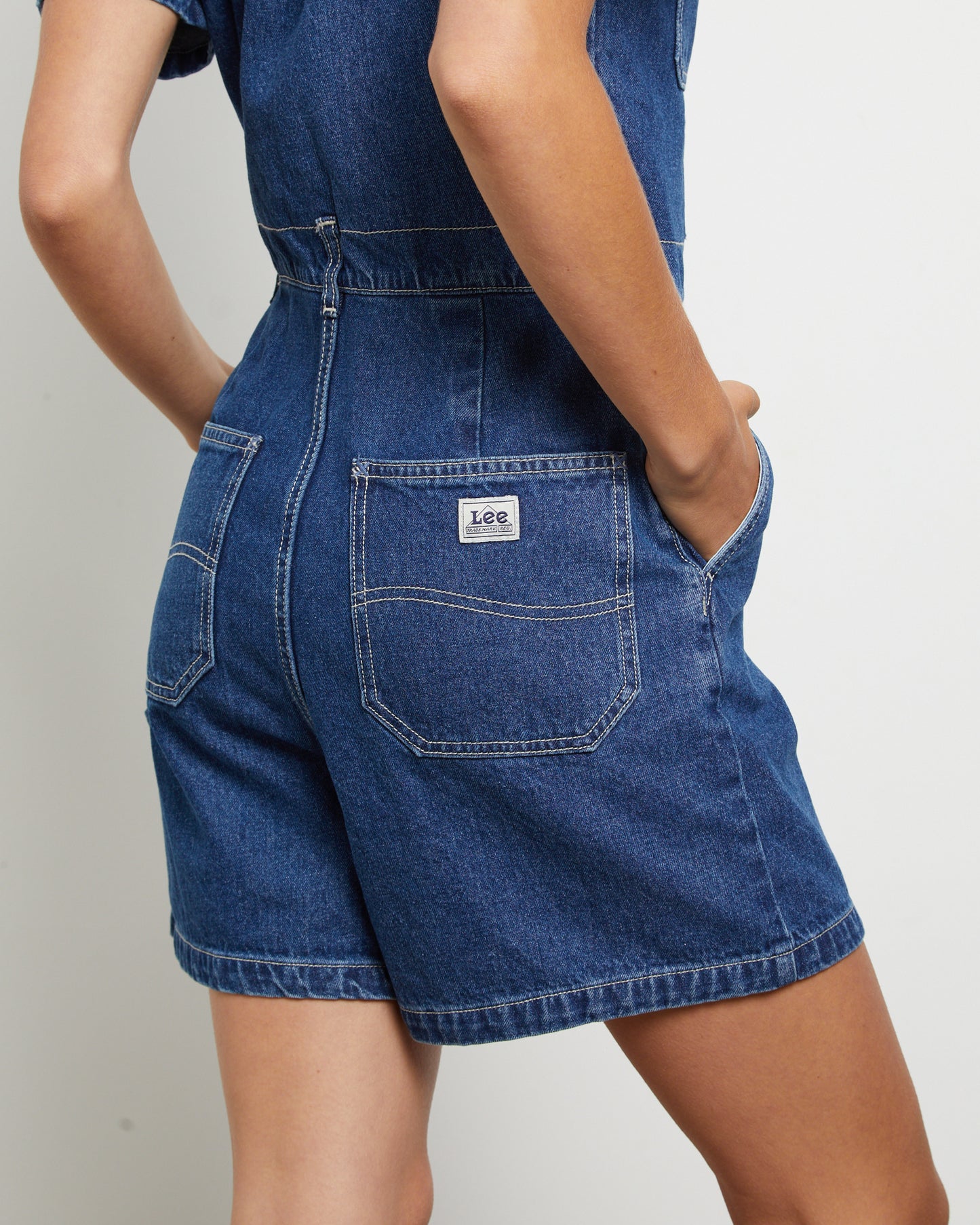 Alexis Denim Romper in Limited Blue