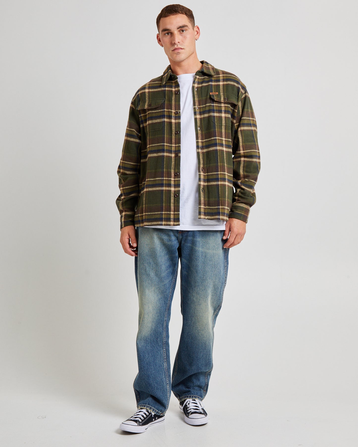 Trailer Check Long Sleeve Shirt Faded Army