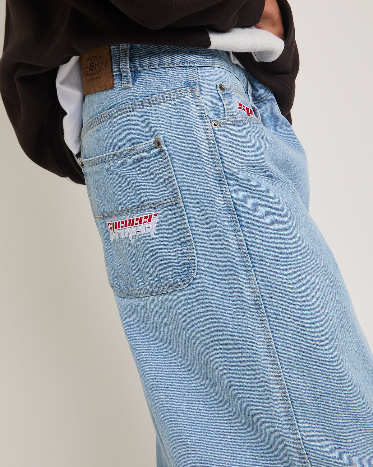 Kay Embroided Wide Leg Denim Pants LIGHT BLUE