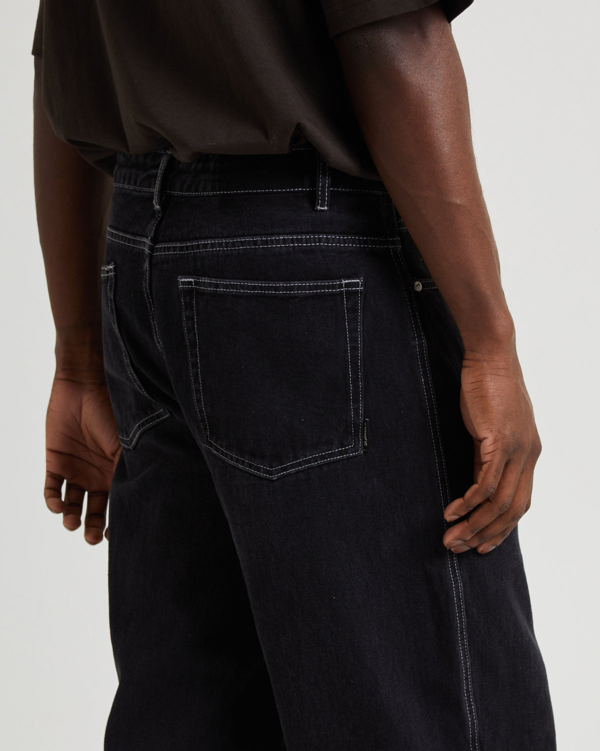 Knocker Contrast Stitch Denim Jeans FLAT OUT BLACK
