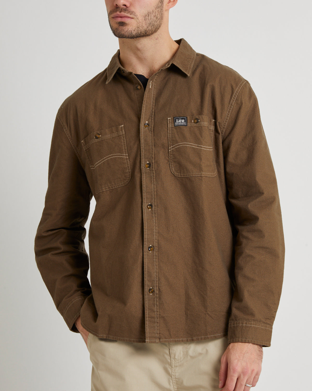 Lee Worker LS Shirt Brushed Brown BRUSHED BROWN
