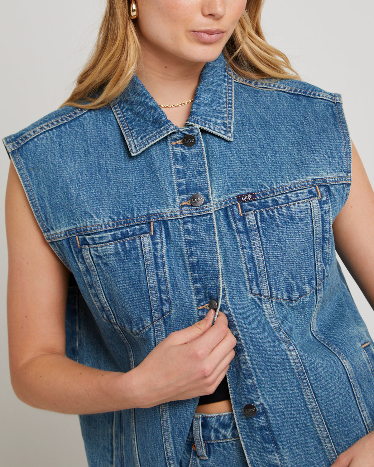 Signature Freya Oversized Denim Vest INDIGO POOL