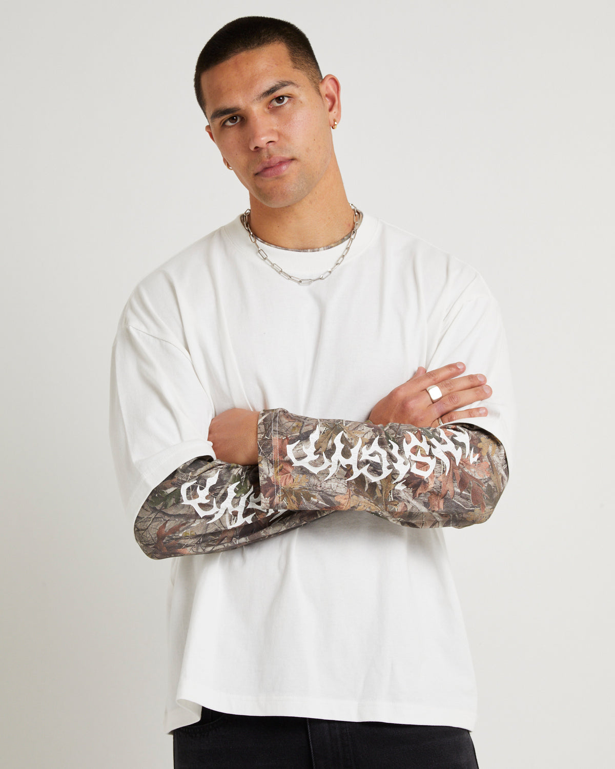 Jay Double Sleeve Long Sleevs T-Shirt WHITE