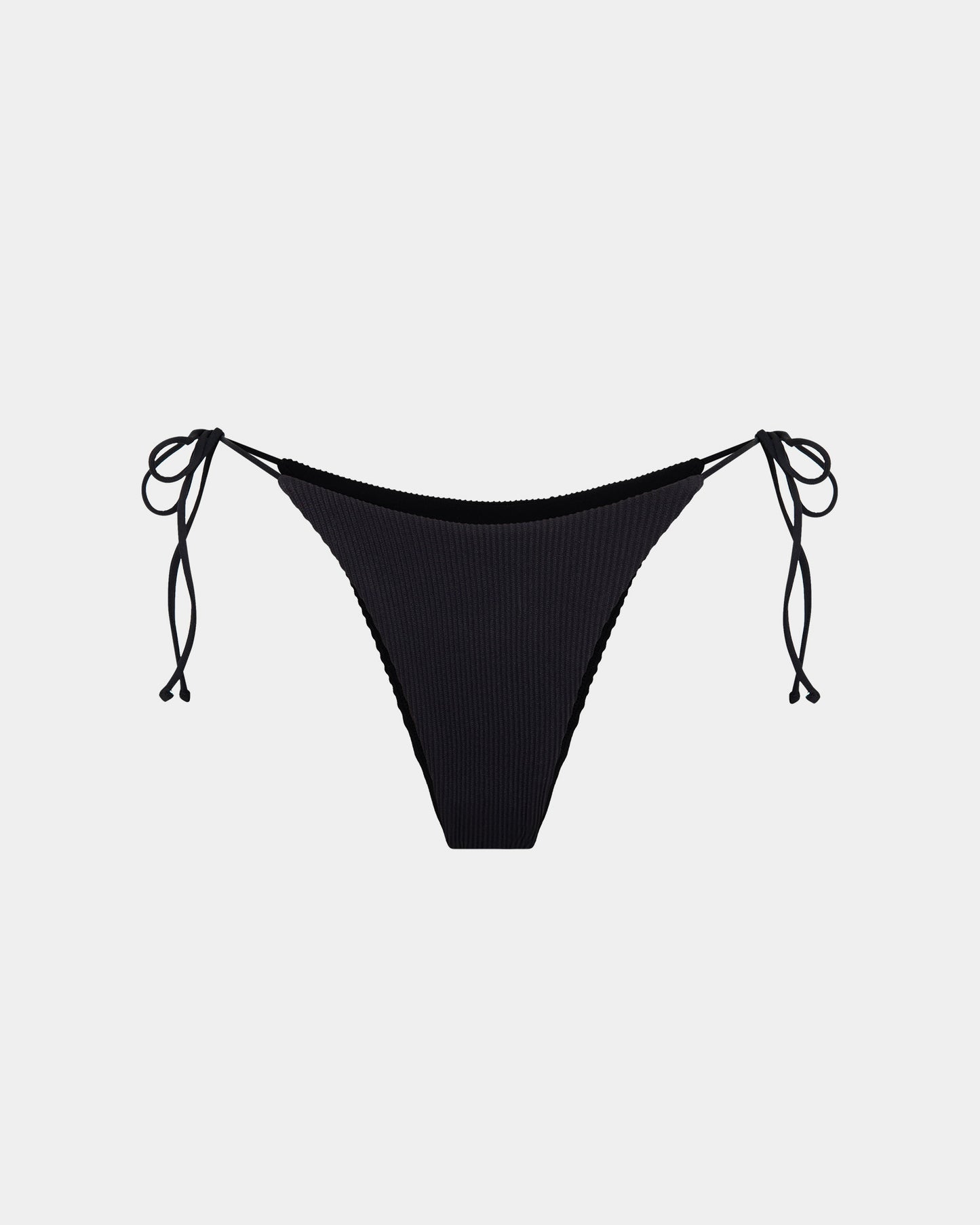 Rib Skinny Strap Tie Side Bikini Bottom