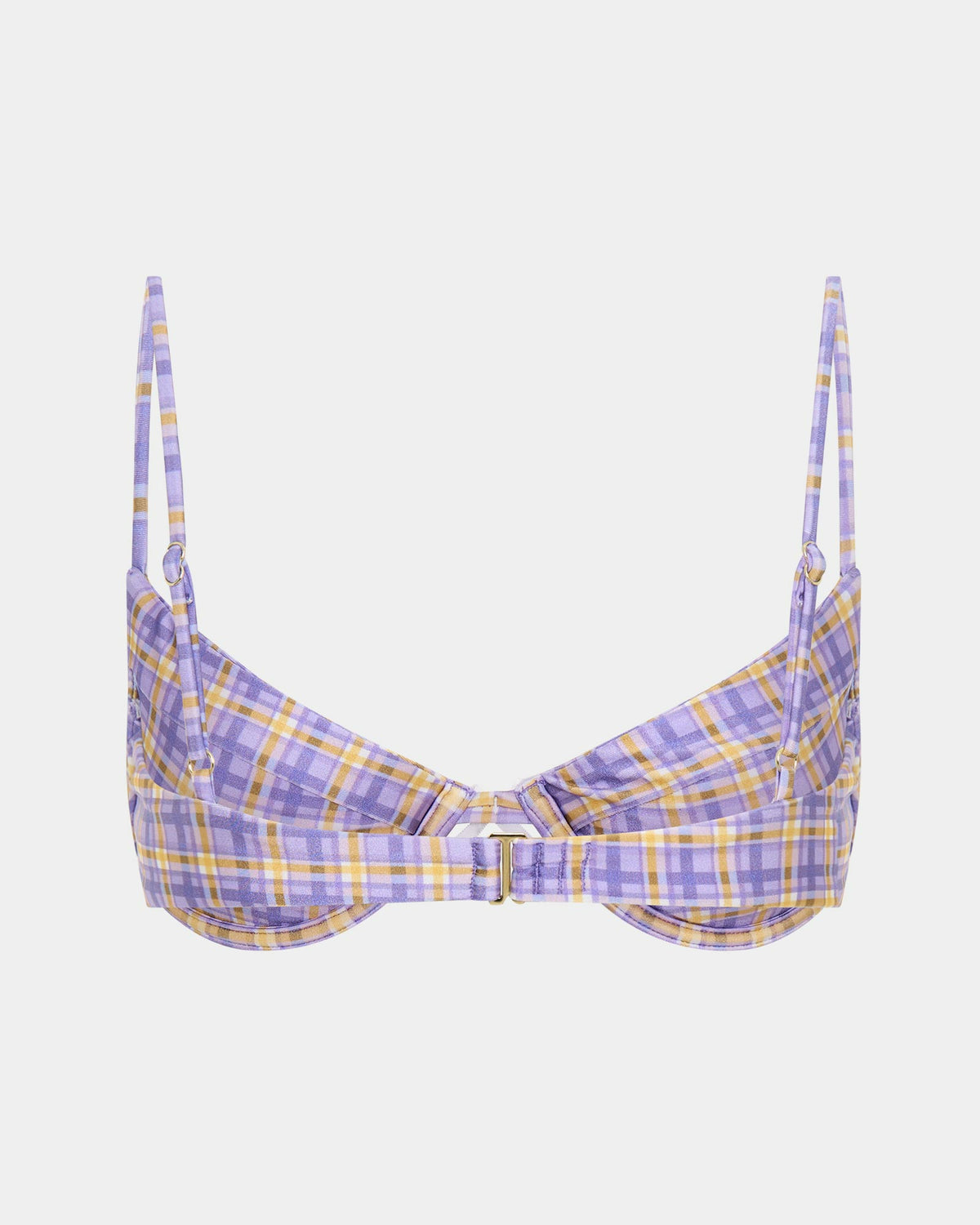 India Blurred Check Underwire Bikini Top Bikini Set GRAPE
