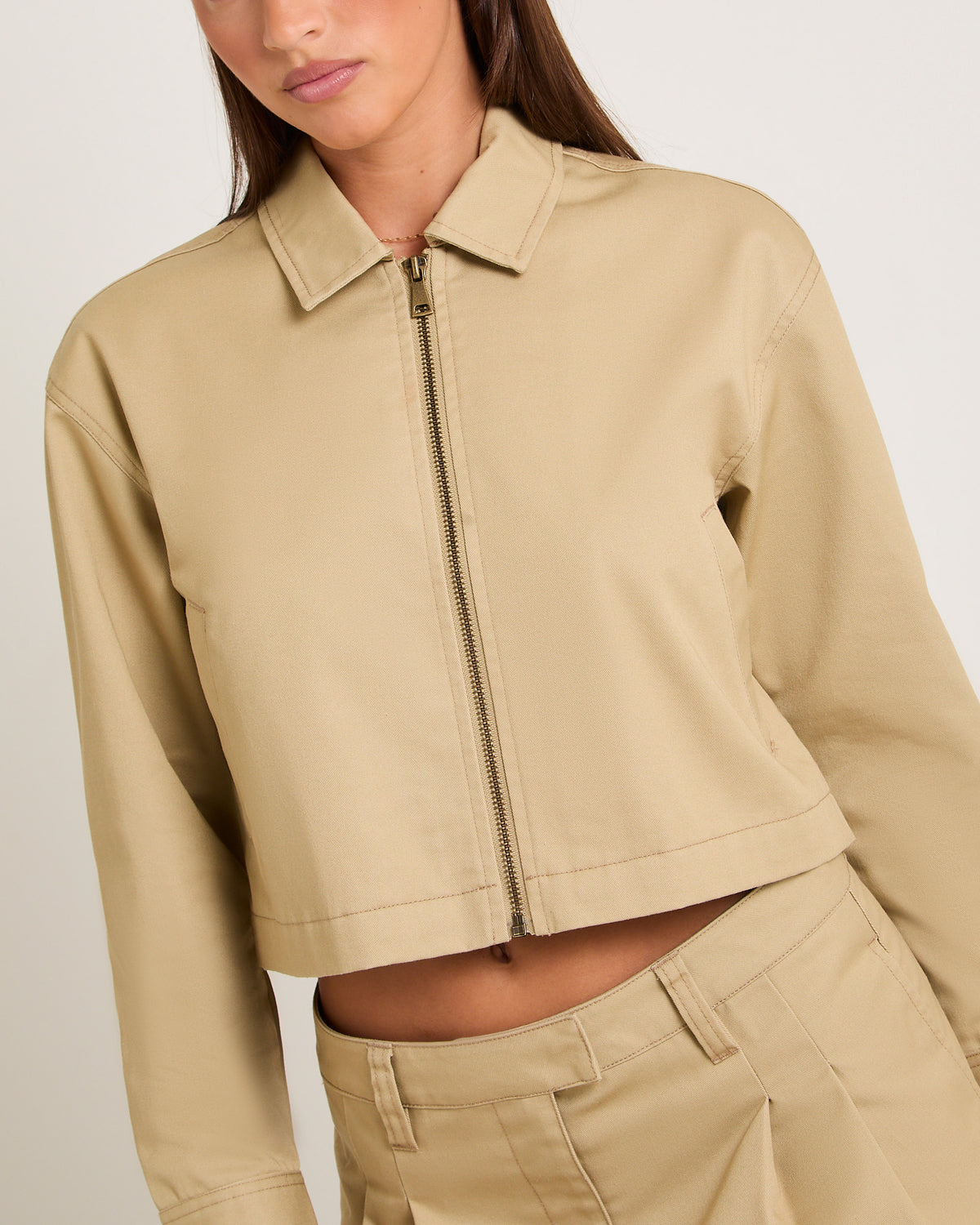 Margot Crop Twill Jacket BONE