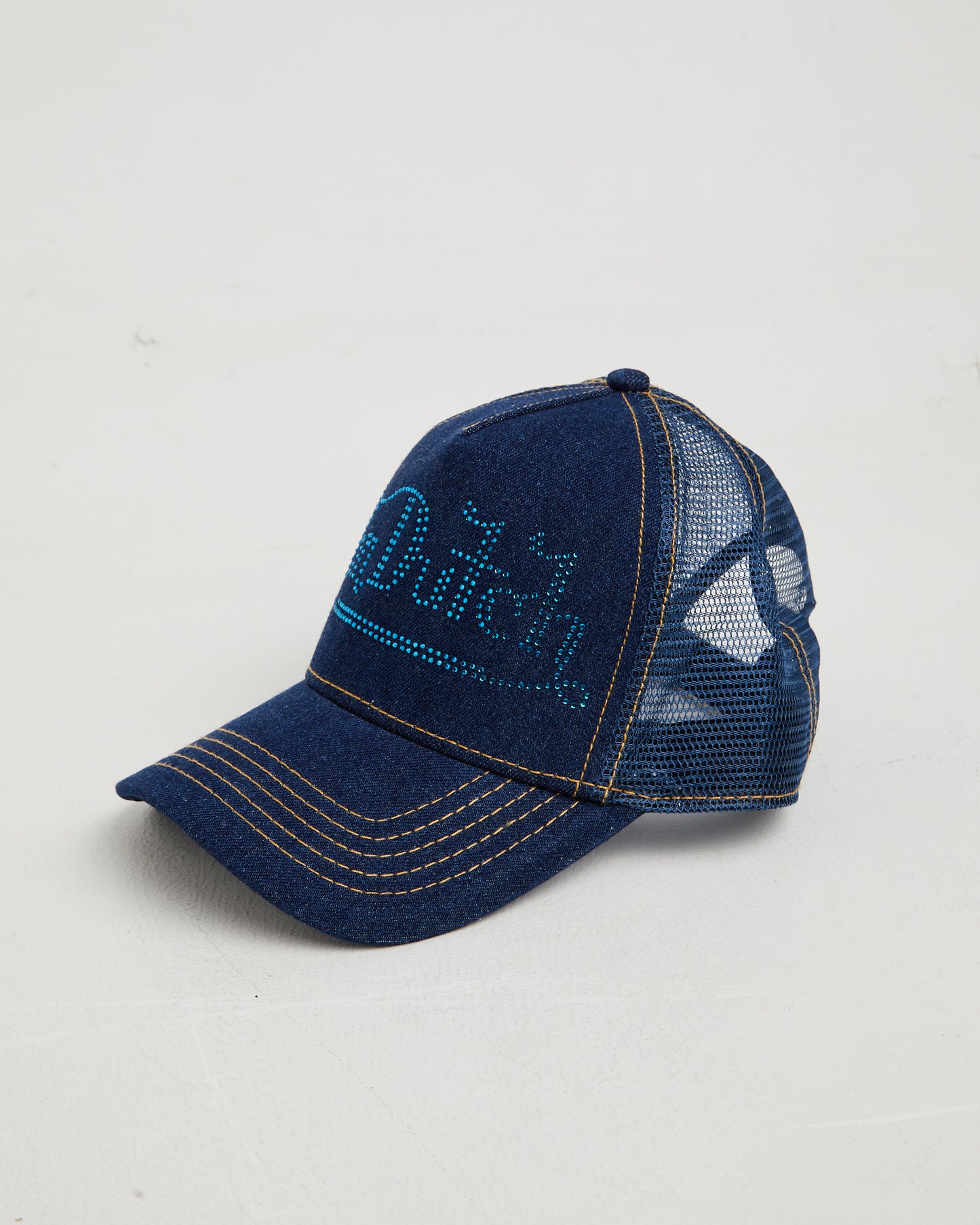 Navy Stone Denim Trucker Cap