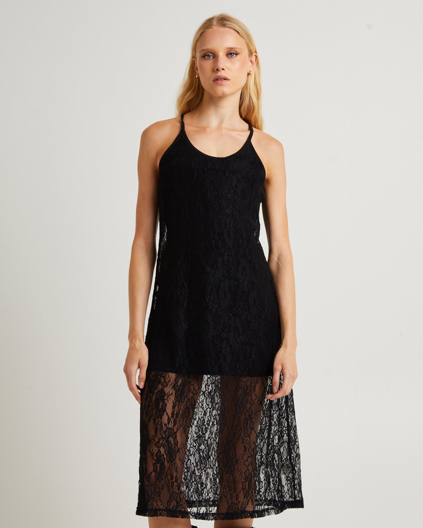 Sacred Lace Midi Dress Black
