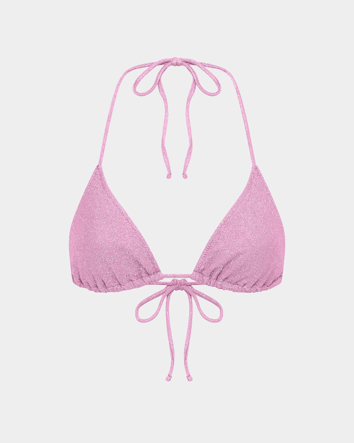 Lurex Halter Triangle Bikini Top PINK