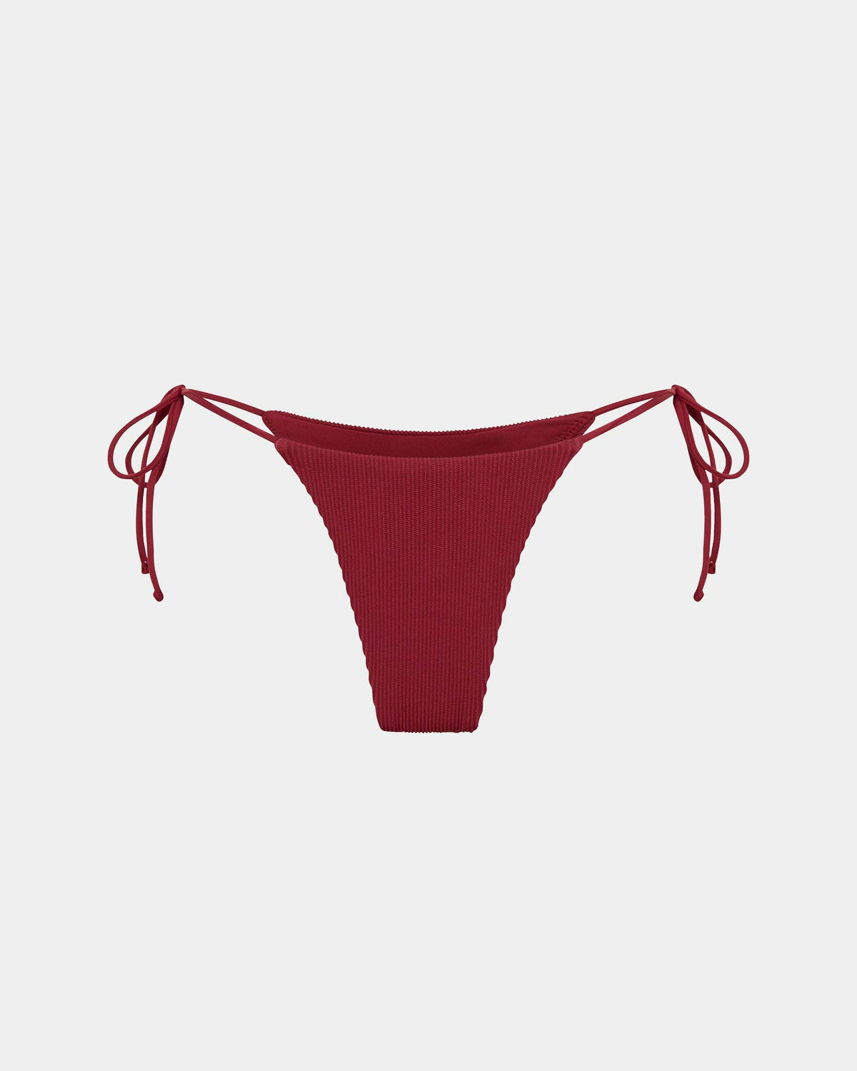 Rib Skinny Strap Tie Side Bikini Bottom BERRY