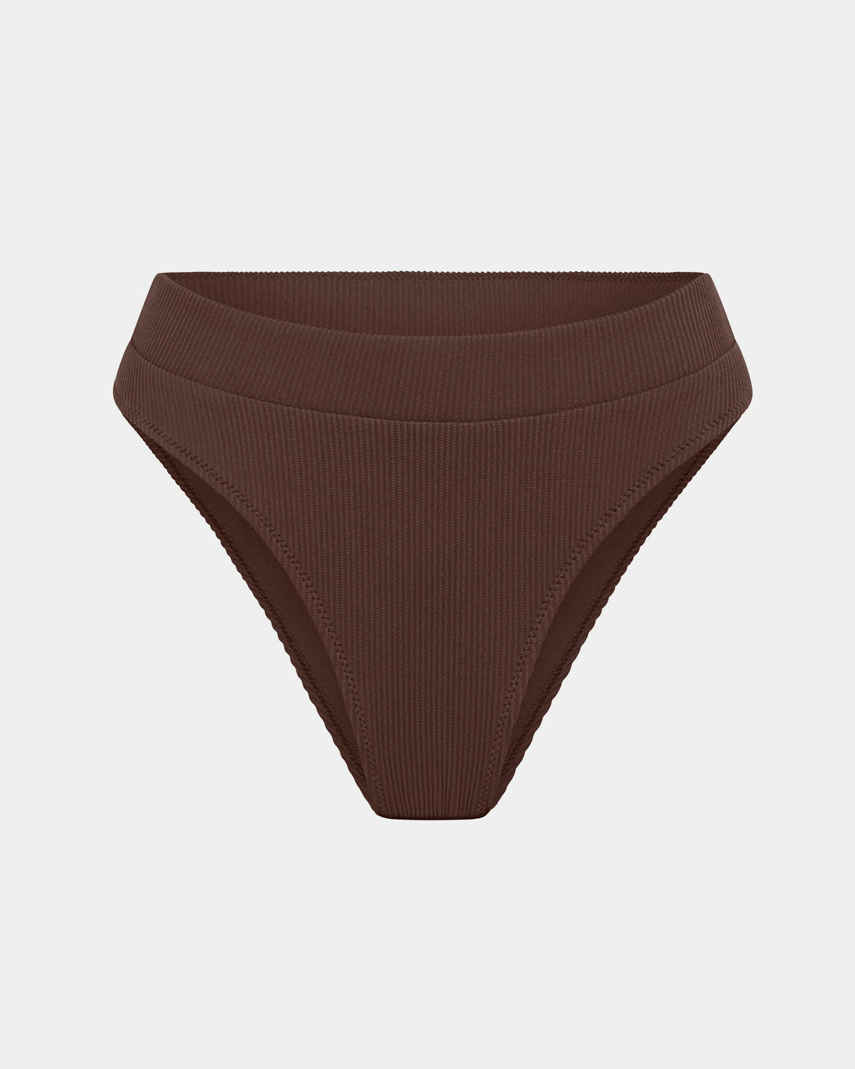 Rib 80'S High Cut Bikini Bottoms CHOCOLATE