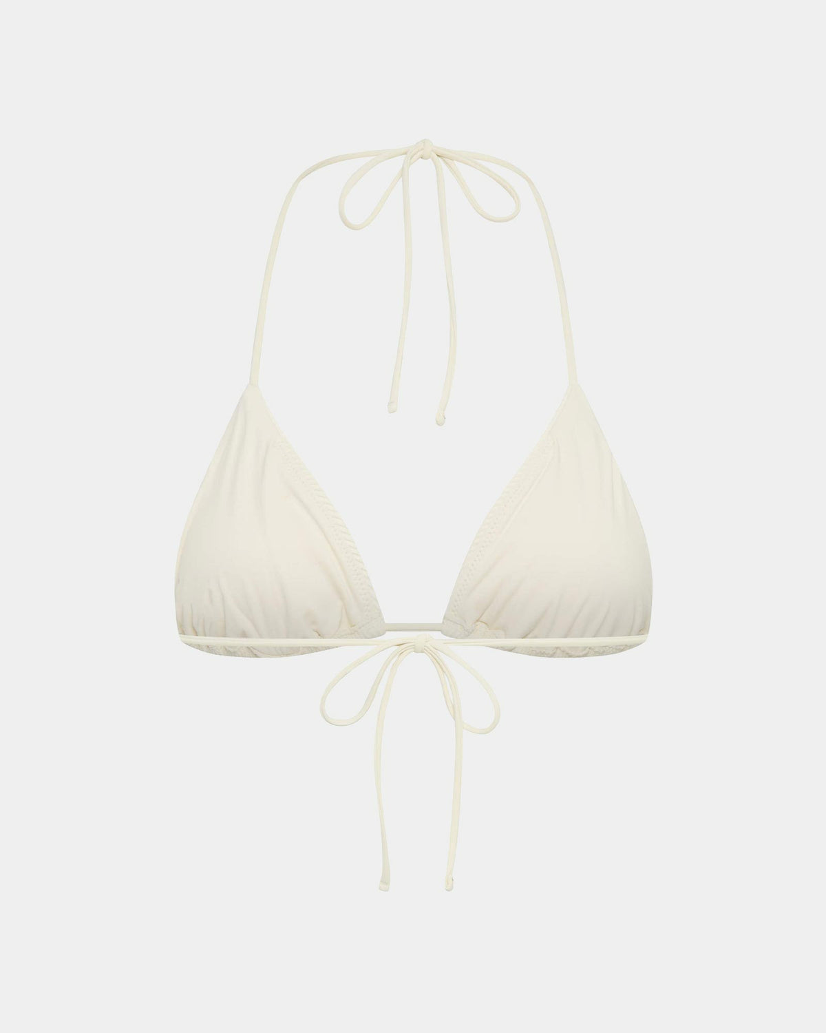 Rib Halter Triangle Bikini Top ALMOND